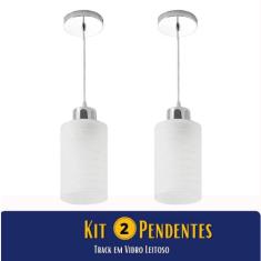 Kit 2 Luminária de Teto Pendentes Luminárias Track em Vidro Leitoso 1x