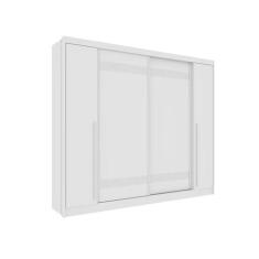 Guarda Roupa Casal Cairo 4 Portas Correr e Articulada Tcil, Neve