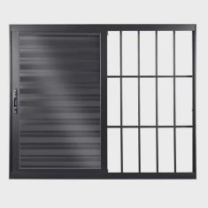 Janela Veneziana de Aluminio de Correr 120x120cm 3 Folhas Topsul Esquadrisul Preto