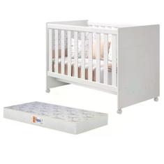 Berço Mini Cama Katatau Flex com Colchão D18 de 10cm - Reller Móveis Branco Brilho