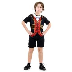 Fantasia Infantil Vampiro Damian Curta Halloween Com Dentadura - Sulam