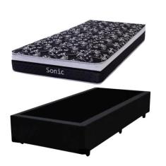 Conjunto Box Solteiro e Colchão Sonic Molas Ensacadas Cristalflex