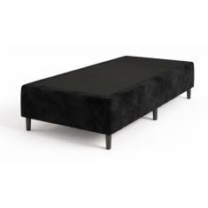 Base Box Solteiro Santo Box Suede Preto 40x88x188