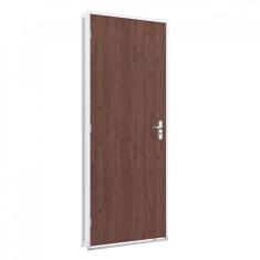 Porta de Giro com Batente em Aço   e Folha Tabaco Riobras Pronta  215cmx85cm Branco