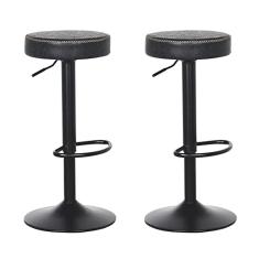 Kit 02 Banquetas Giratórias Com Regulagem para Bar Cozinha Restaurante Com Apoio de Pés Viena Preta Vintage