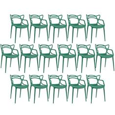 Loft7, KIT - 16 x Cadeiras Masters Allegra - Verde escuro