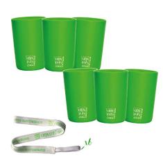 6 Copos Eco Verde com Cordão Green Cups 200 ml