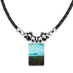 DIYthinker Colar Blue Sky Green Forestry Science Nature Scenery Jewelry Torque Leather Rope Pendant