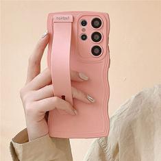 Capa de telefone com pulseira de doces ondulados para Samsung Galaxy S23 Ultra S22 Plus S21FE S20 capa de silicone macio para Samsung A53 A73 A33 A02S, rosa, para Samsung S23
