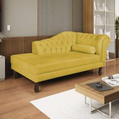 Diva Recamier Dora 185cm Lado Esquerdo Suede Amarelo