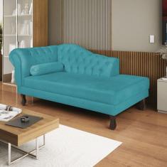 Diva Recamier Dora 160cm Lado Direito Suede Azul Turquesa