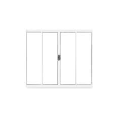 Janela de Correr Abertura Central Exclusiva 4 Folhas Vidro Liso 100x100cm CRV Portas e Janelas Branco