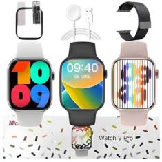 Relógio de Pulso Inteligente Digital Coloca Foto Mede Batimentos Passos Nfc Smartwatch W29 Pro Kit-Unissex