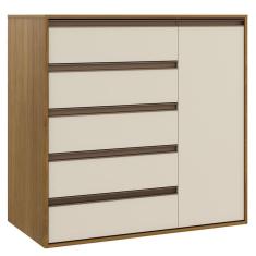 Cômoda 5 Gavetas 1 Porta Freijó