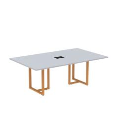 Mesa de Reunião Retangular com Power Box 200x90cm Mr2000p25tub Cinza/Laranja