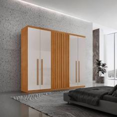 Guarda-roupa 6 Portas e 4 Gavetas 100% Mdf Premier Naturale/Off White