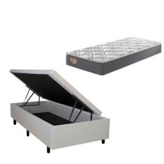 Conjunto Box Solteiro Baú Areia + Colchão Adapto Molas Ensacadas 88x18