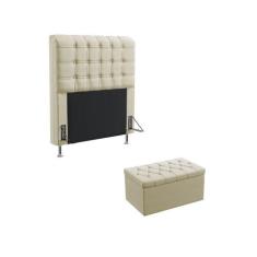 Kit Cabeceira Dama 90 Para Cama de Solteiro e Calçadeira Sagitarius Su