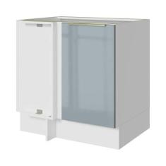 Balcão de Canto Madesa Lux 1 Porta - Branco/Cinza, Branco/Cinza