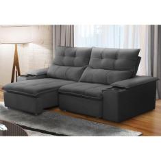 Sofá Retrátil e Reclinável 3 Lugares 210cm com Porta Copos e Objetos B