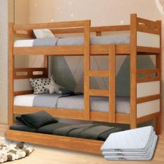 Beliche com Cama Auxiliar e 3 Colchões D20 Treliche Completa - Kaza Ec