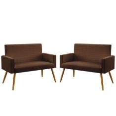 Kit 2 Poltronas Namoradeiras Decorativas Nina Couro Marrom Aradecor