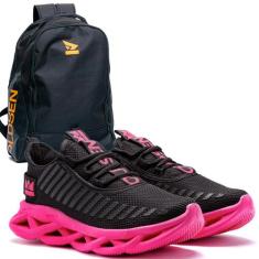 Tênis Feminino Leve Macio Academia Fitness + Mochila - OLDSEN, Preto r