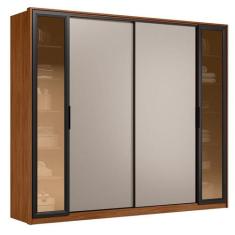 Guarda Roupa Casal Laredo Nogueira Nude Prime TX Flex com Vidro Reflec