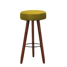 Banqueta Alta Redonda Pés Madeira Palito - Modelo Londres - JOTABE, am