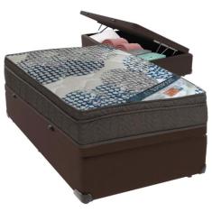 Cama Box Baú Marrom e Colchão ISO Superpocket Molas Ensacadas Solteiro