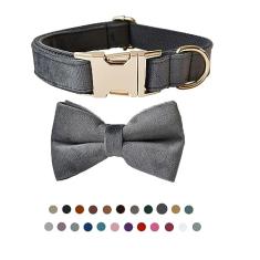 Coleira para cães com gravata borboleta, coleira ajustável de veludo para cães com fivela de metal e gravata borboleta destacável elegante para meninos e meninas pequenos, médios ou grandes, cães e