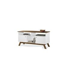 Rack Para TV Amsterdã Branco Com Madeira – Tebarrot Móveis