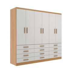 Guarda-Roupa Casal New Monaco 6 pt 12 gv Branco e Cinamomo