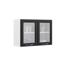 Armário Aéreo De Cozinha Grafite 2 Portas Com Vidro New Premium