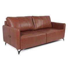 Sofá Living 3 Lugares Sala De Estar 220cm Cisso L07 Couro Marrom Claro - Mpozenato