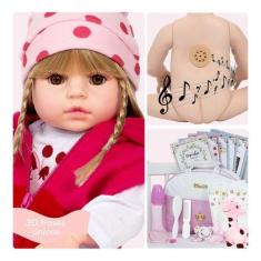 Boneca Reborn 100% Silicone Girafinha Que Fala Com Kit Itens - Cegonha