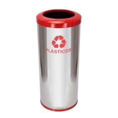 Lixeira Em Inox Com Aro - JSN, Vermelho
