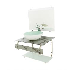 Gabinete De Vidro Para Banheiro Inox Com Cuba Branco