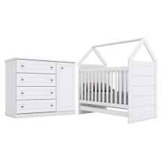Berço Montessoriano E Cômoda Infantil Americano Branco  Henn - MÓVEIS 