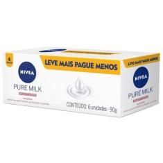 Sabonete em Barra NIVEA Pure Milk Sensitive 6 Unidades 90g, 6, 540g