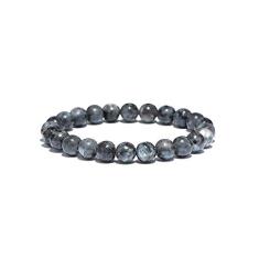Pulseira Masculina De Bolinha Pedras Naturais Cinza Gelo 8mm