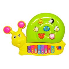Teclado / Piano Musical Infantil Caracol Colors Com Luz A Pilha Na Cai