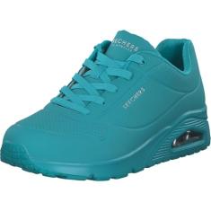 Skechers Uno feminino - Stand on Air, Malha Durabuck turquesa, 36