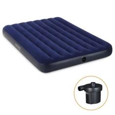Colchão Inflável Casal Dura Beam Downy + Bomba Elétrica Intex, 220V