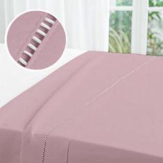 Lençol de Cima Queen Avulso c/ Vira e Ponto Palito Percal 200 Fios 100