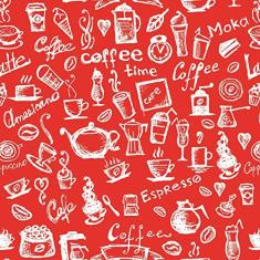 Papel De Parede Adesivo Lavável Café Vermelho 18m