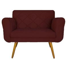 Namoradeira Decorativa Estofada Para Sala de Recepção Isabella Suede Vermelho Bordô - LM DECOR