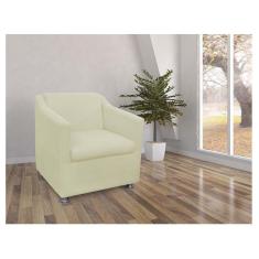 Poltrona Decorativa Tilla Pés Cromado Napa Bege