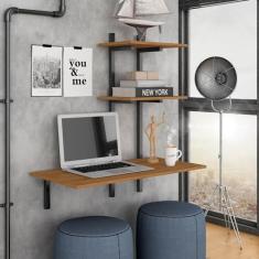 Escrivaninha Suspensa Industrial Mykonos Preto/cina - Moveis Arapongas Preto Fosco/cinamomo