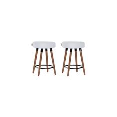 Kit 2 Bancos Moderno Pé Palito Roma Slim Branco 50cm